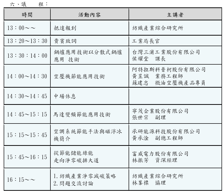 1206紡織產業公共設備「淨零減碳」應用技術分享會