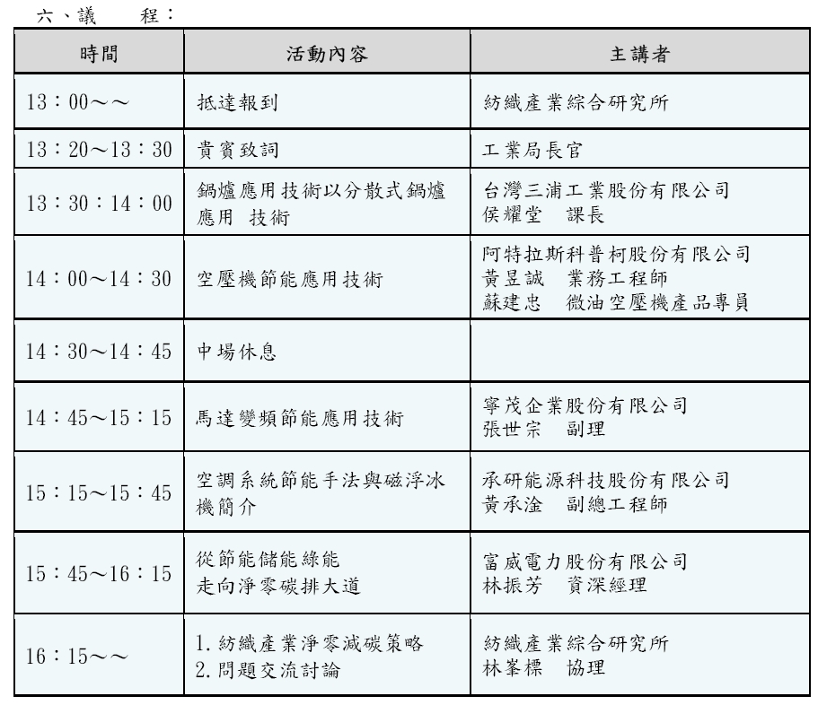 1206紡織產業公共設備「淨零減碳」應用技術分享會